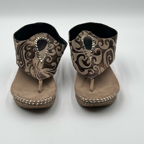 Modzori Lucia Reversible Wedge Sandals Black Tan Metallic Travel Size 9 Boho - Picture 13 of 16